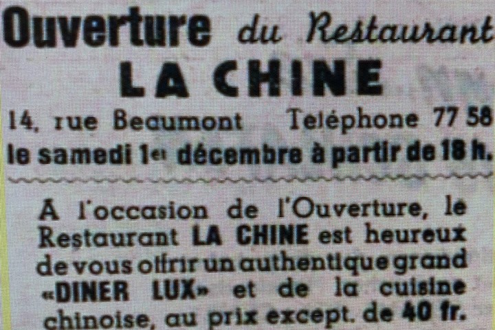 (Re)découvrons notre ville – Premiers restaurants chinois à Luxembourg Annonce journal ouverture restaurant